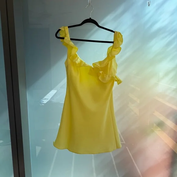 House of CB Yellow Ruffle Mini Dress - Picture 2 of 4